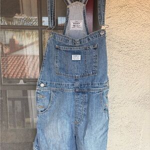 Levi's Classic Blue Denim Overall Shorts